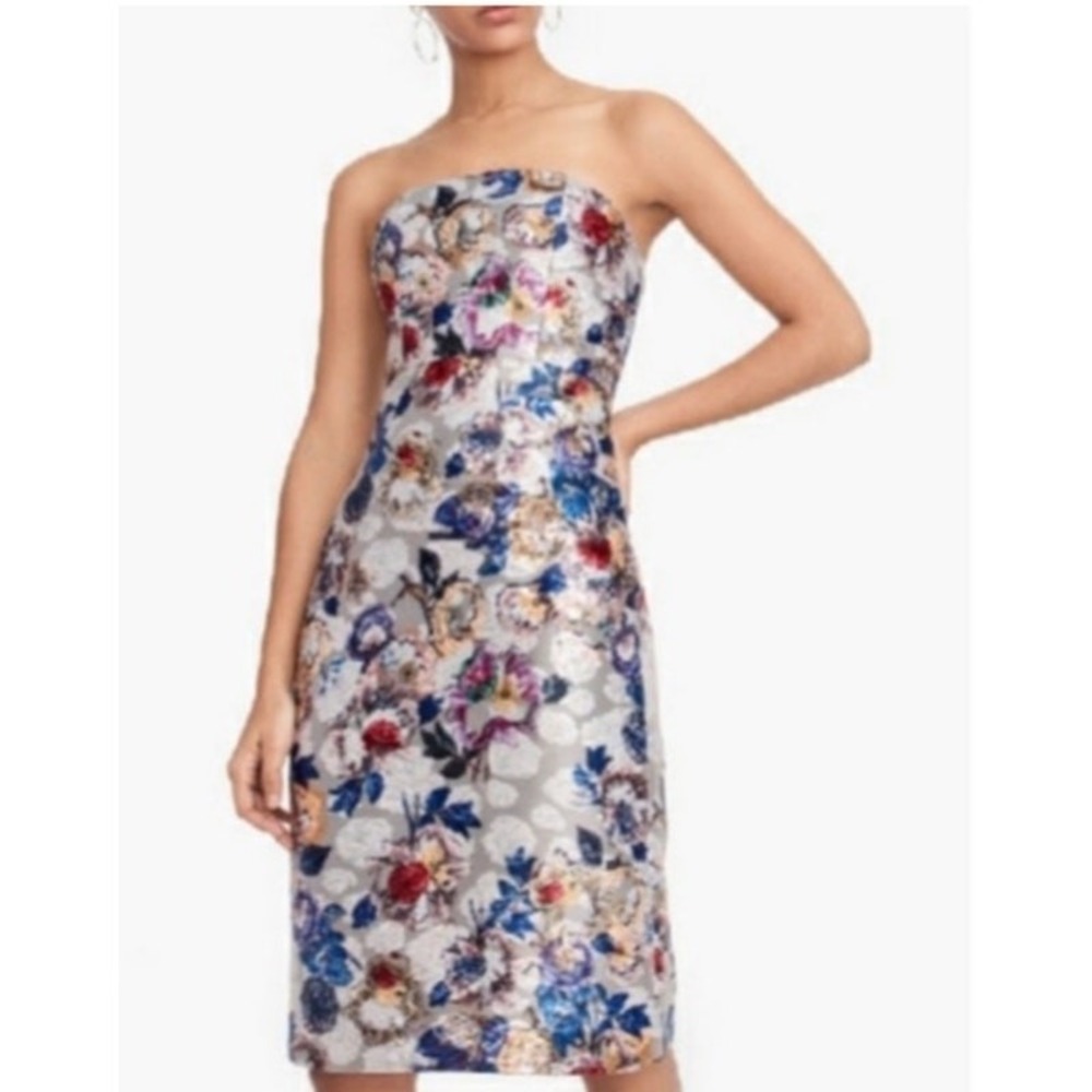 New J Crew Collection Copenhagen Dress Size 12 Floral Jaquard Quiet Luxury